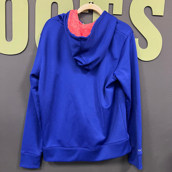Under Armour Women's Semi-Fitted Blue + Pink Hooded Pullover XL