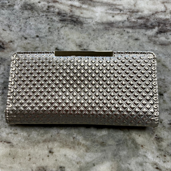 Silver Quilted Card Holder Wallet