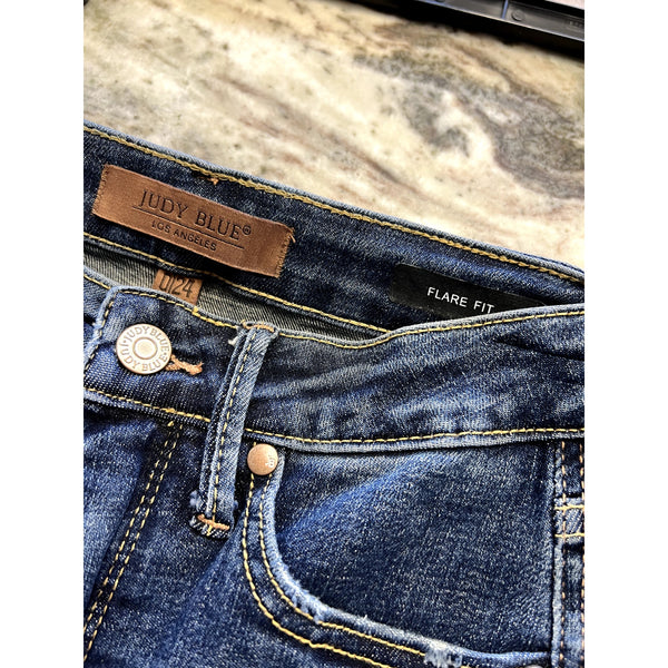 Judy Blue High Rise Raw Edge Flare Jeans Size 24