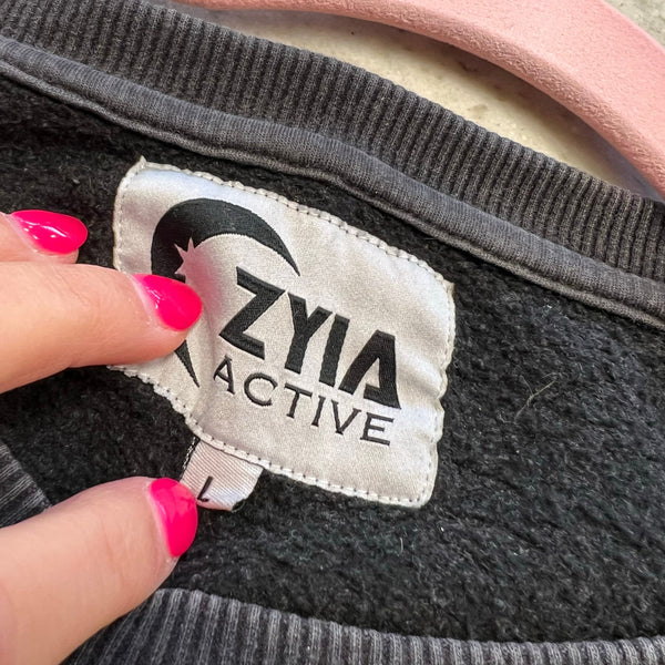 Zyia Active Dream Big Washed Charcoal Sweatshirt Size Large