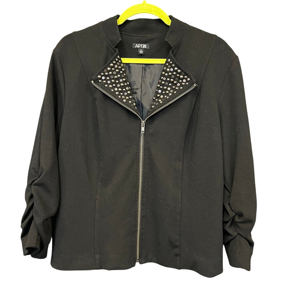 Apt. 9 Black Mixed Metal Studded Collar Jacket Size XL