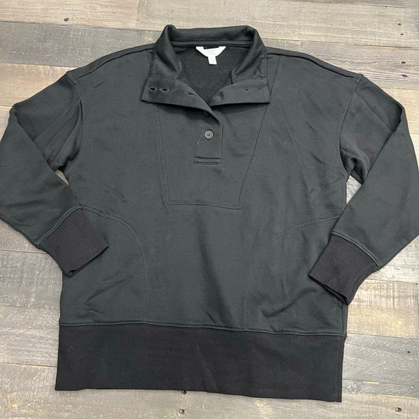 Time and Tru Black Quarter Button Pullover Size Small