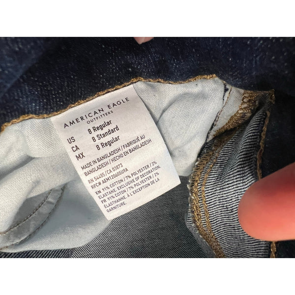 American Eagle Super High Rise Dark Wash Cropped Jeggings Size 8