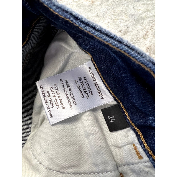 Flying Monkey Dark Wash Raw Hem Skinny Jeans Size 24
