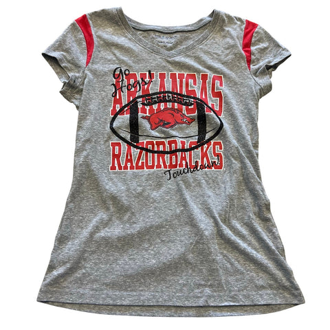 Arkansas Razorbacks Football V-Neck Short Sleeve Graphic Tee Size Youth 16
