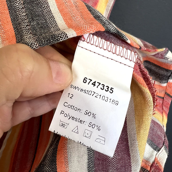 Women's Striped Linen Button Down Tank Top Size Medium