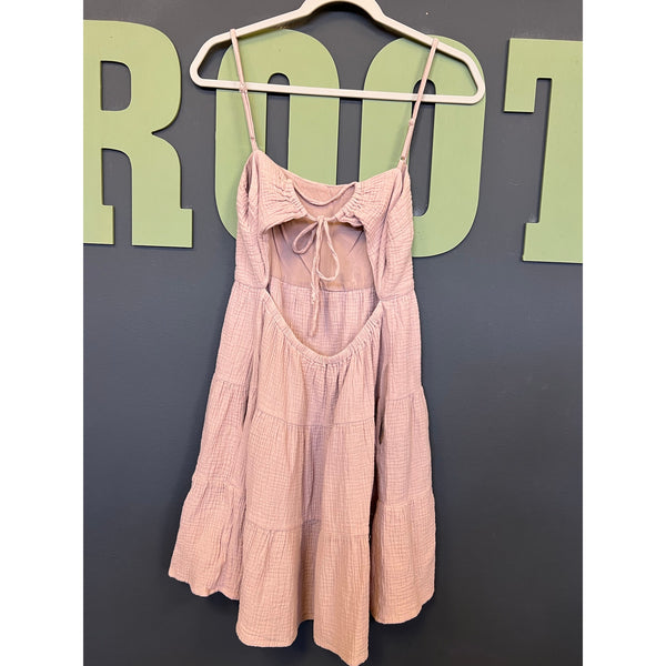 Wishlist Light Pink Guaze Open Back Mini Dress Medium