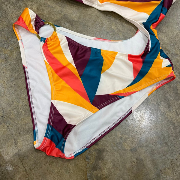 Shade & Shore Women's One Piece Cut Out Geometric Boho Swimsuit Medium