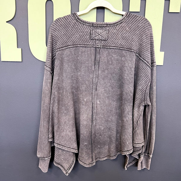 We the Free Coraline Thermal Waffle Charcoal Top Small