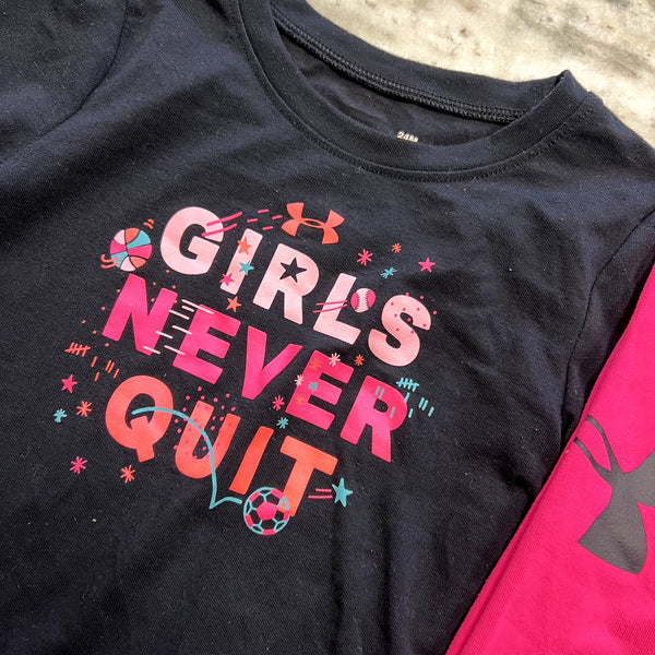 Under Armour "Girls Never Quit" Two Piece Set Size 24 Mo