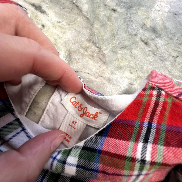 Cat & Jack Girls Plaid Christmas Dress Size 4T