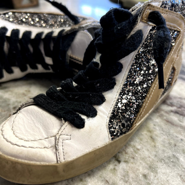 Shu Shop Black Glitter Star High Top Sneakers Youth Size 12