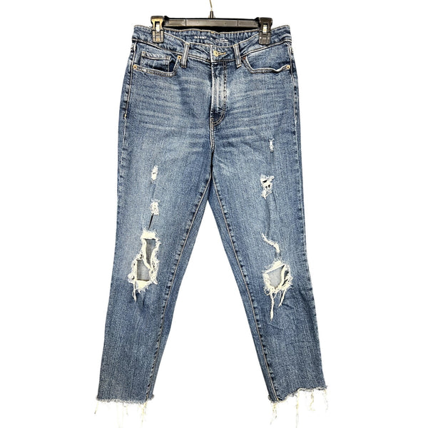 Old Navy High Rise OG Straight Distressed Raw Hem Jeans Size 10