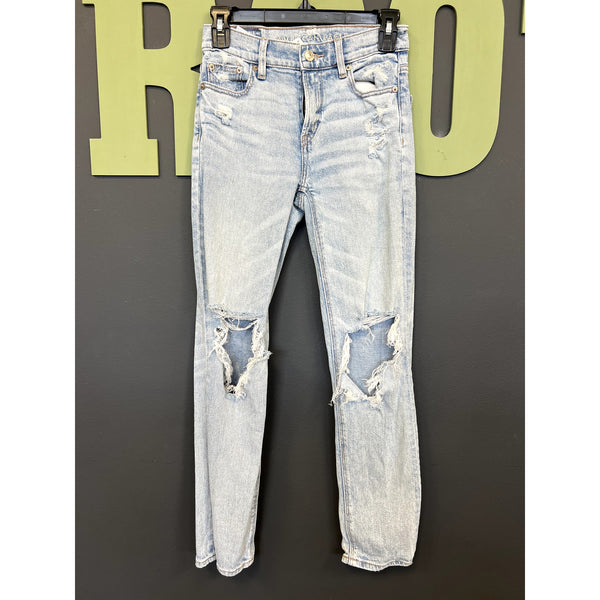 American Eagle Super High Rise Ankle Straight Light Wash Jeans Size 000
