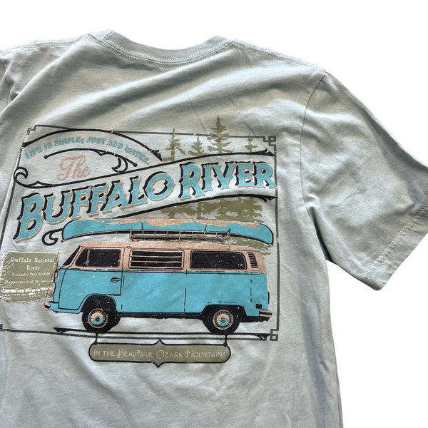 Arkie Apparel Buffalo River Volkswagon Light Blue Men's Graphic Tee Small