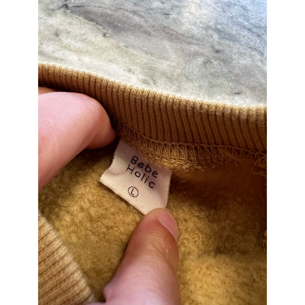 Bebe Holic Mustard Bubble One Piece Embroidered Sherpa Smiley Toddler Large