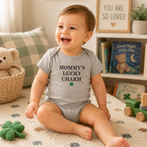Mommy's Lucky Charm Gray One Piece Size 12 Mo