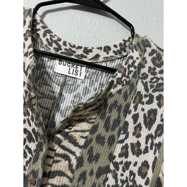 Bucket List Mixed Animal Print Sleeveless Jumpsuit Size Large