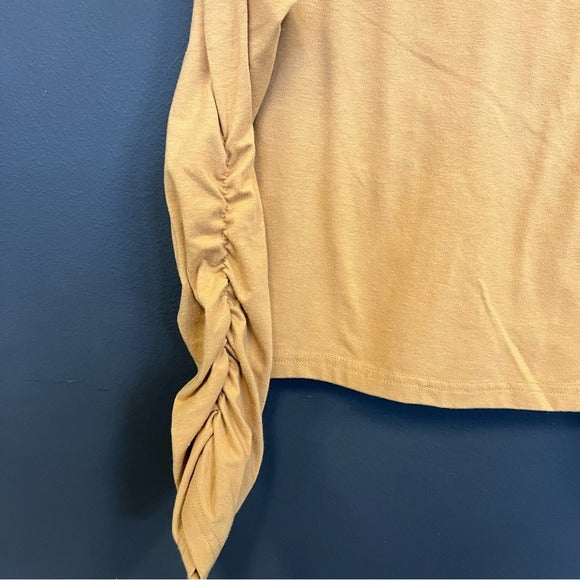 Chelsea & Violet Girls Light Orange Ruched Long Sleeve Crew Neck Top Large