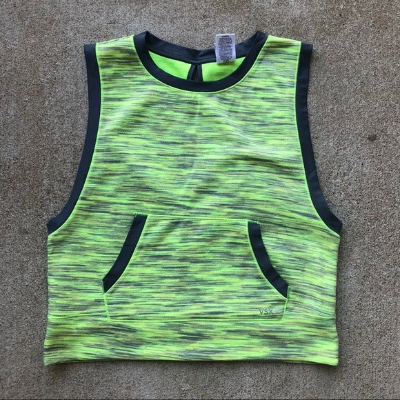 VSX Neon Yellow Workout Top Open Back Size XS