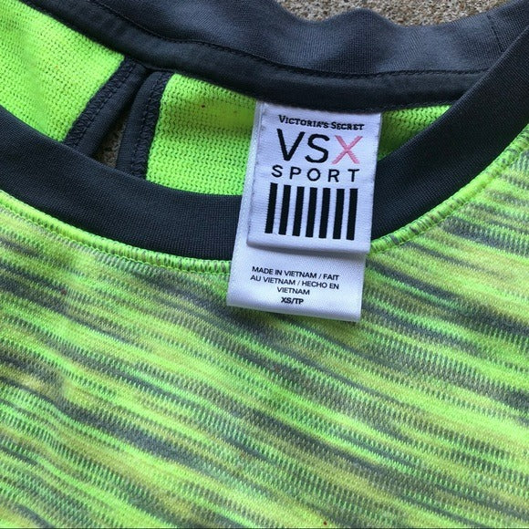 VSX Neon Yellow Workout Top Open Back Size XS