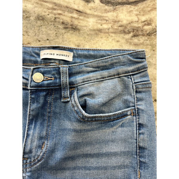 Flying Monkey Cropped Raw Hem Straight Leg Jeans Size 26