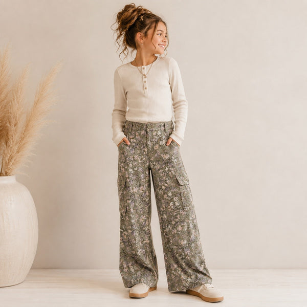 Art Class Girls Green Butterfly Cargo Pants Size Youth Large