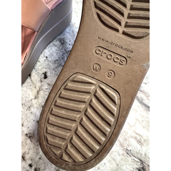 Crocs Brooklyn Nude Mid Wedge Sandals Size 9