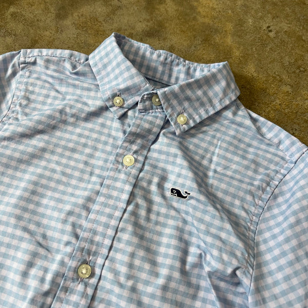 Vineyard Vines Performance Whale Shirt Blue Gingham Boys Size 4T