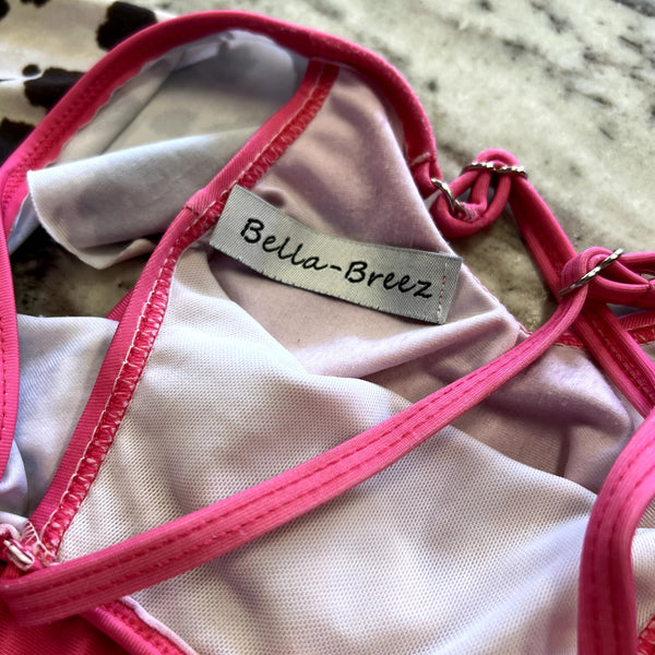 Pink + Cowprint Off Shoulder Kids One Piece Swimsuit Size 0-3 Mo