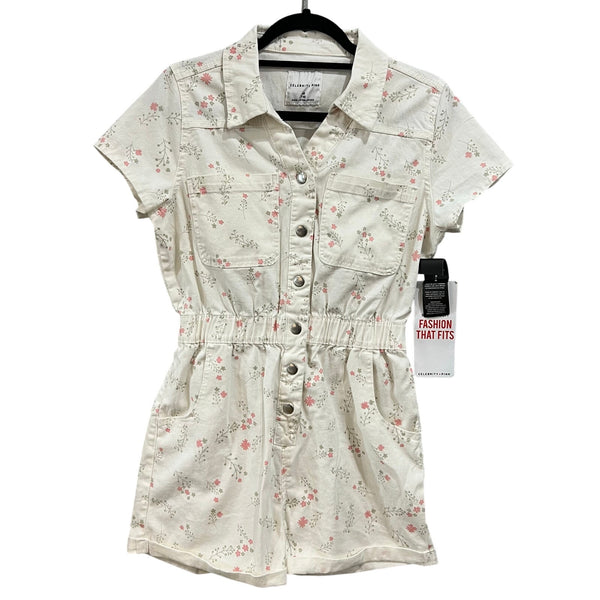 NWT Celebrity Pink White Denim Floral Romper Size Medium