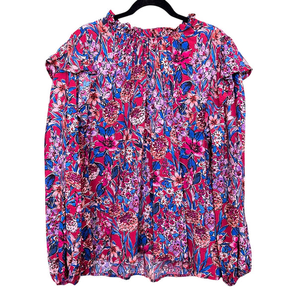 Haptics Boutique Ruffle Long Sleeve Blouse Plus Size 1XL