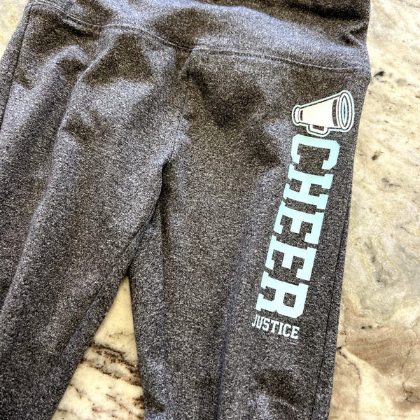 Justice Active Girls Gray + Blue Cheer Leggings Size 8