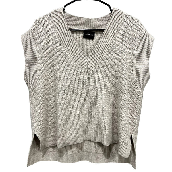 Miou Muse Tan Ribbed Sleeveless V-Neck Sweater Size Large