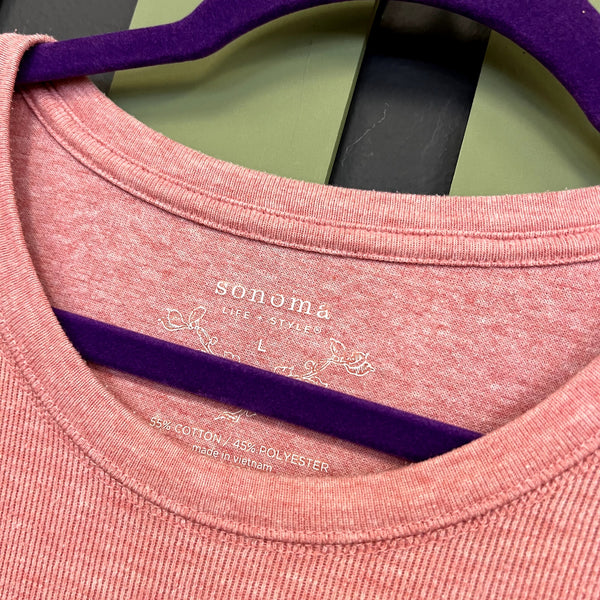 Sonoma Pink Long Sleeve Ribbed Tee Size Large