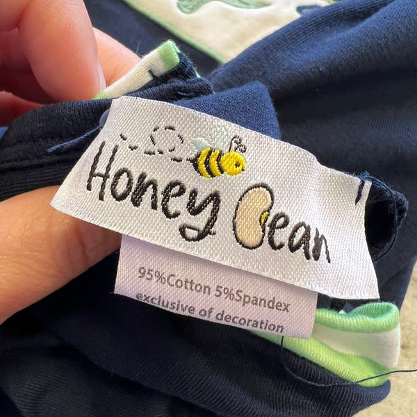 Honey Bean Boys Navy Blue + Lime Dinosaur One Piece 18 Mo