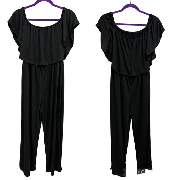 NWT Cupshe Black Off Shoulder Straight Leg Jumpsuit Medium