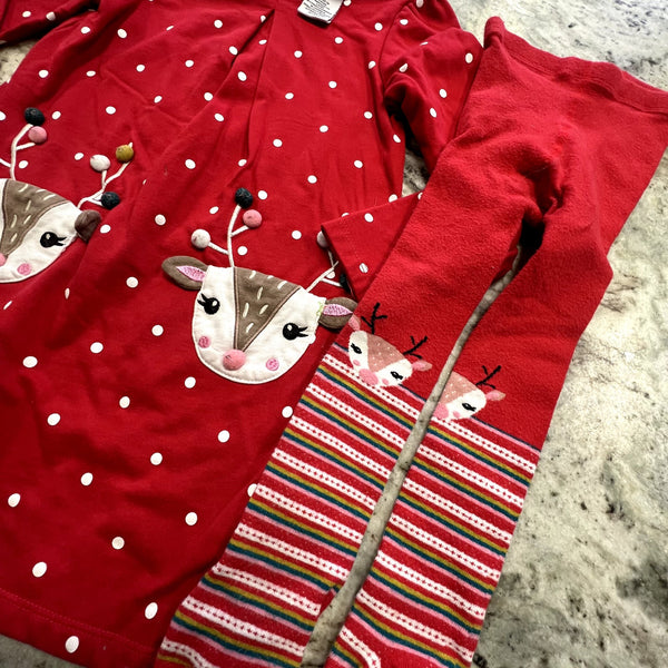 NulaBug Two Piece Girls Reindeer Christmas Set Size 5T