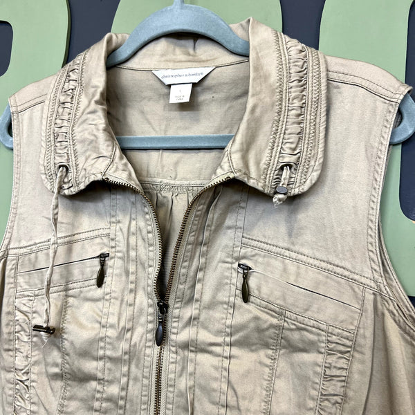 Christopher & Banks Tan Full Zip Vest Size Large