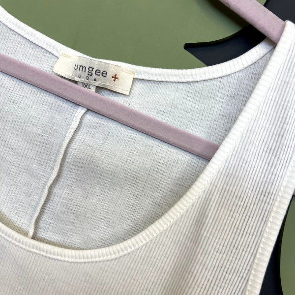 Umgee White Ribbed Tank Top Size 1XL