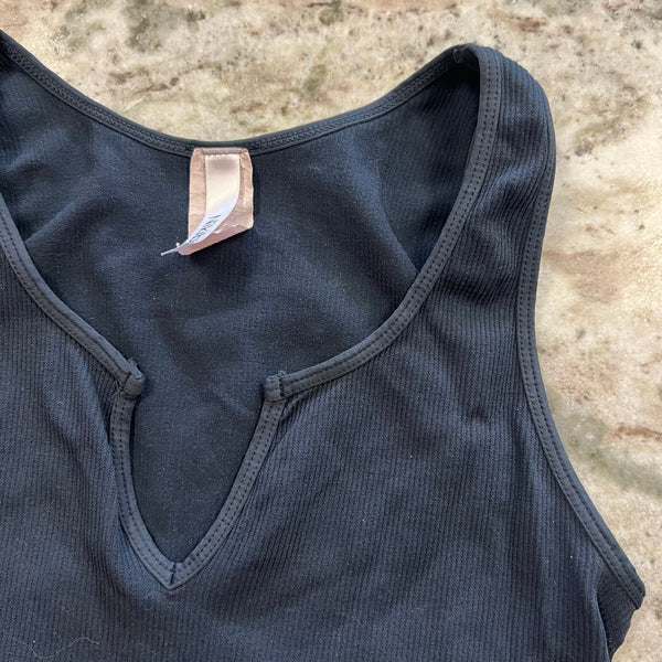 Nikibiki Charcoal Ribbed V-Neck Tank Top One Size