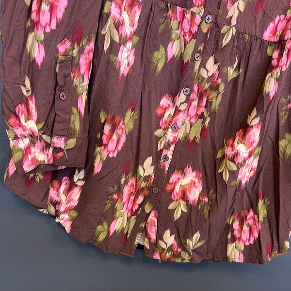 Torrid Floral V-Neck Button Down Blouse Size 2