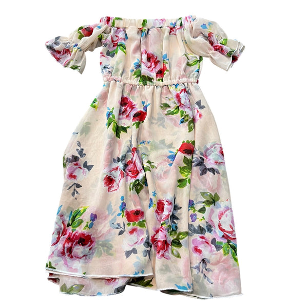 NWT Bailey's Blossoms Floral Off Shoulder Blush Lined Maxi Dress Size 12-18 Mo.