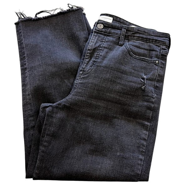 Social Standard by Sanctuary Black High Rise Crop Straight Jeans Women's 10