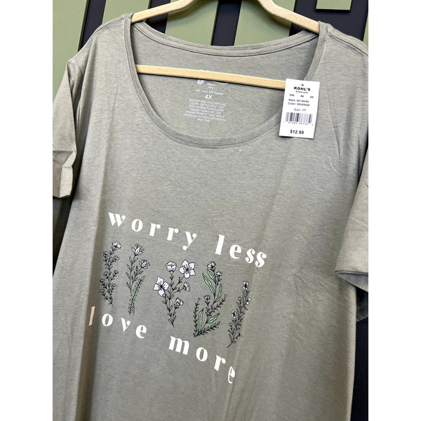 NWT Worry Less Love More Sage Graphic Tee Size 4XL