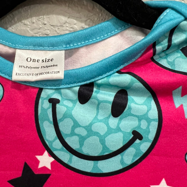 NWOT Girls Western Happy Pink + Turquoise Sleep Gown One Size