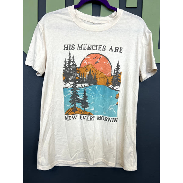 His Mercies Christian Graphic Tee Size Small