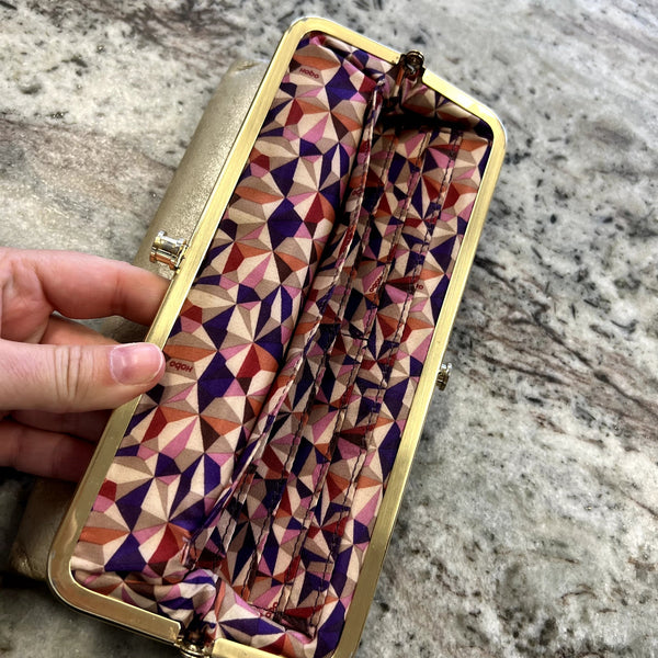 Hobo Metallic Gold Clutch Wallet