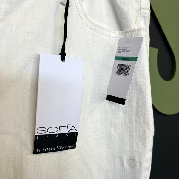 NWT Sofia Jeans White Evil Eye Skinny Ankle Jeans Size 18