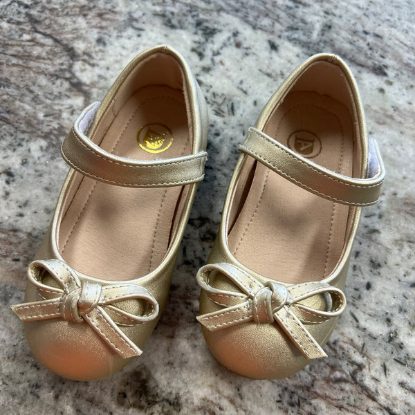 Girls Gold Ballet Flat Shoes Toddler Size 9.5